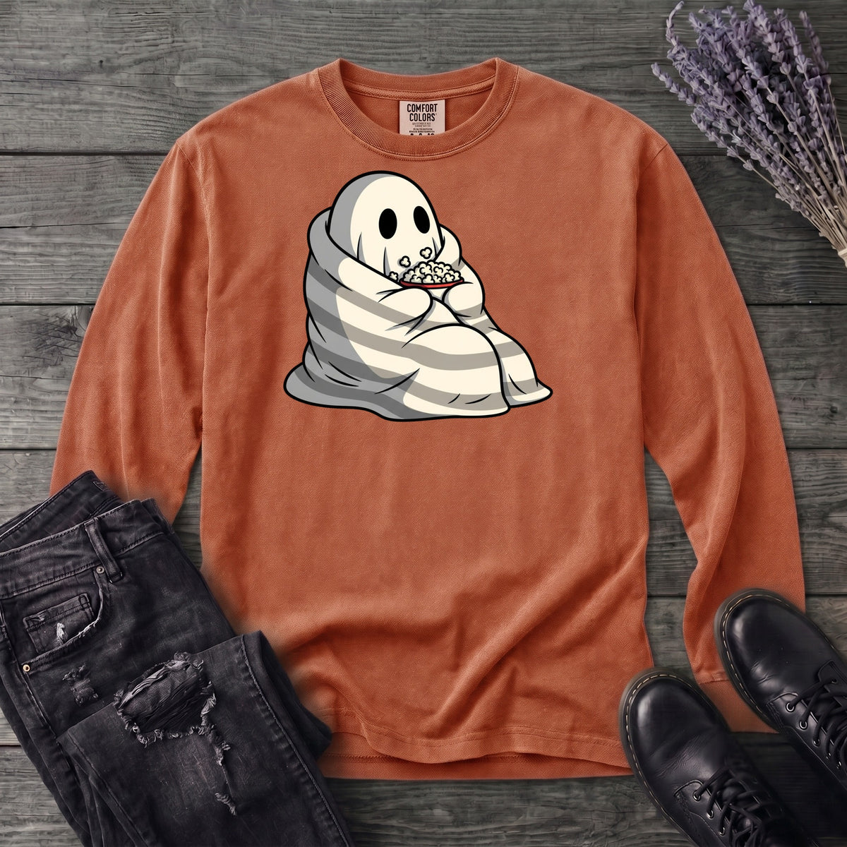 Movie Night Ghost Long Sleeve T-Shirt