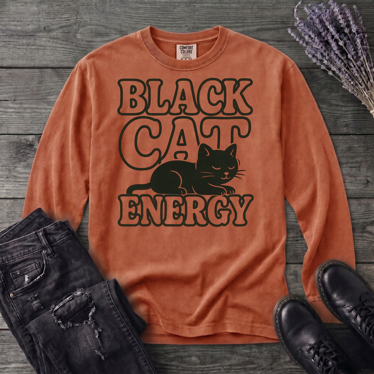 Black Cat Energy Long Sleeve T-Shirt