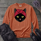 Black Cat Headband Long Sleeve T-Shirt
