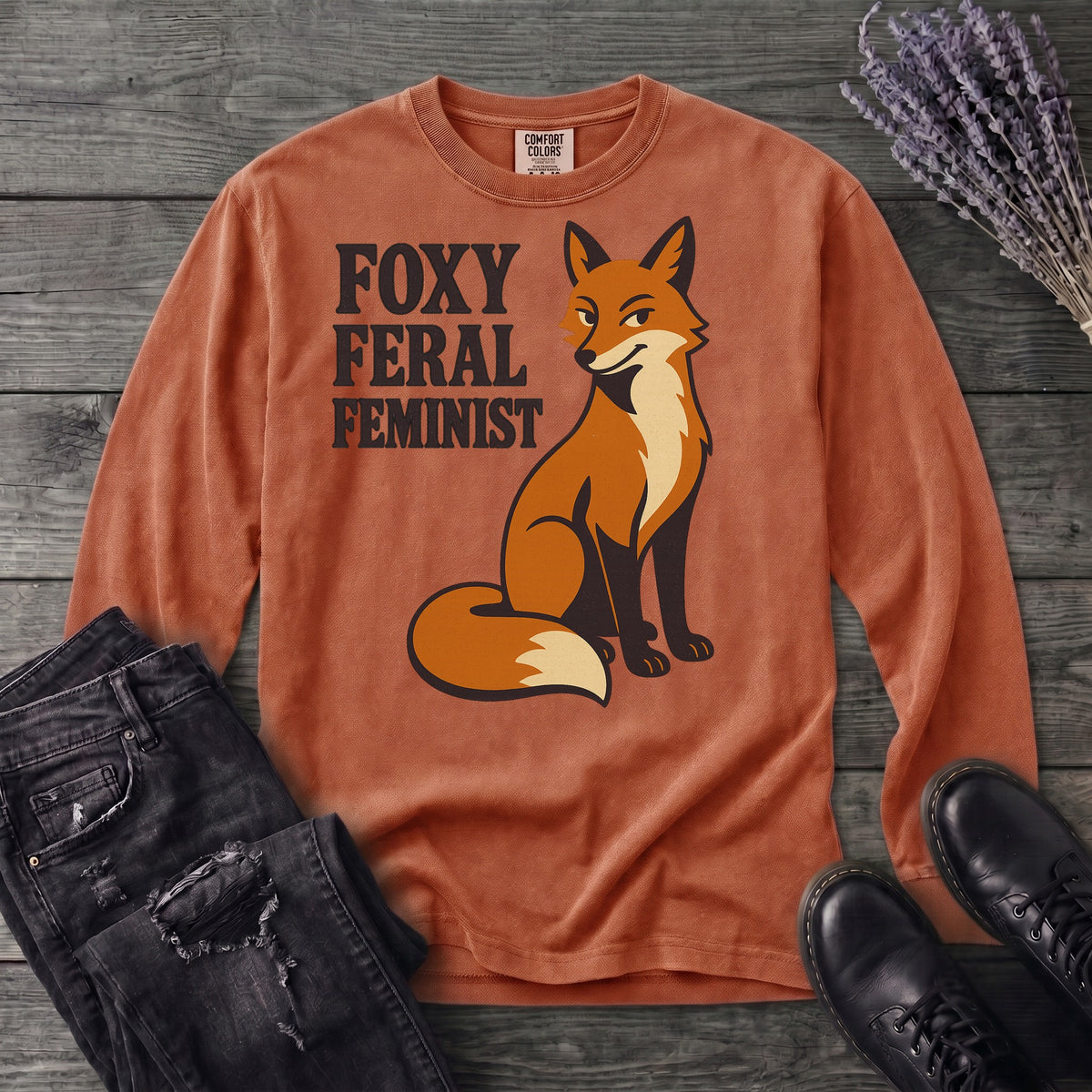Foxy Feral Feminist Long Sleeve T-Shirt