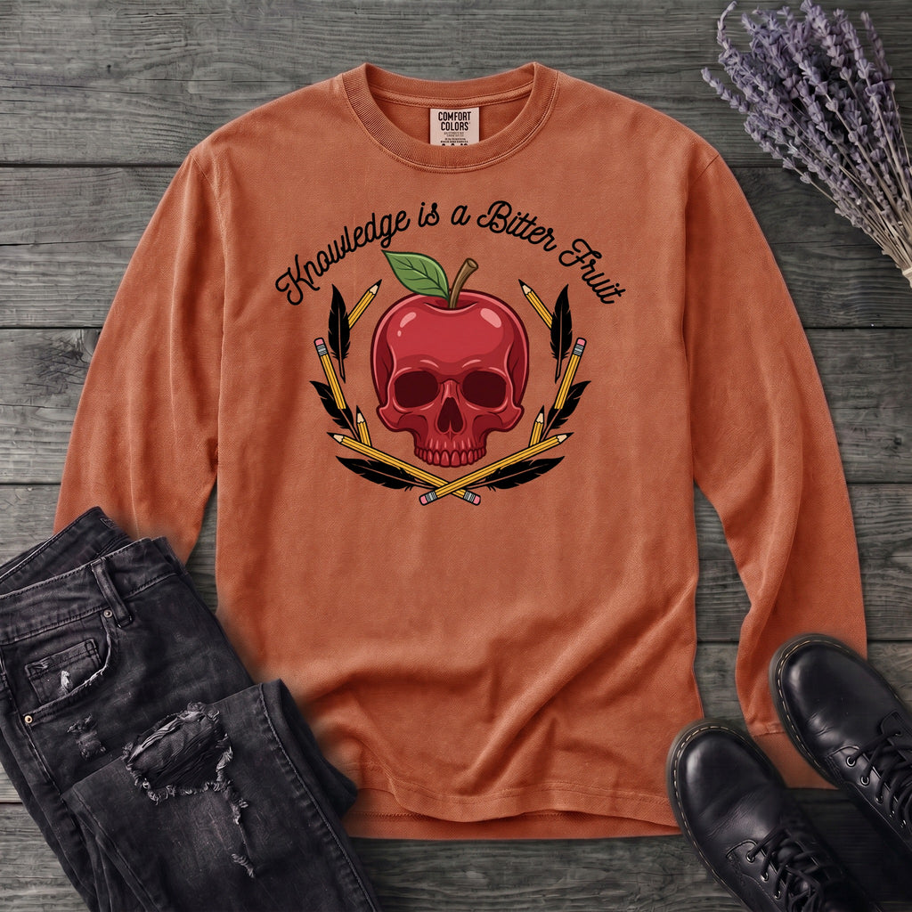 knowledge is a bitter fruit apple skull Long Sleeve T-Shirt
