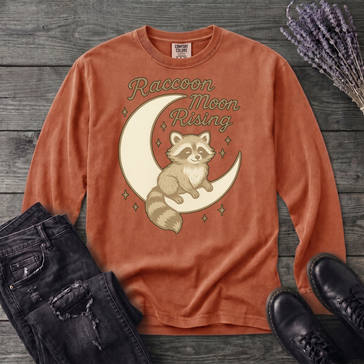 Raccoon Moon Rising Long Sleeve T-Shirt