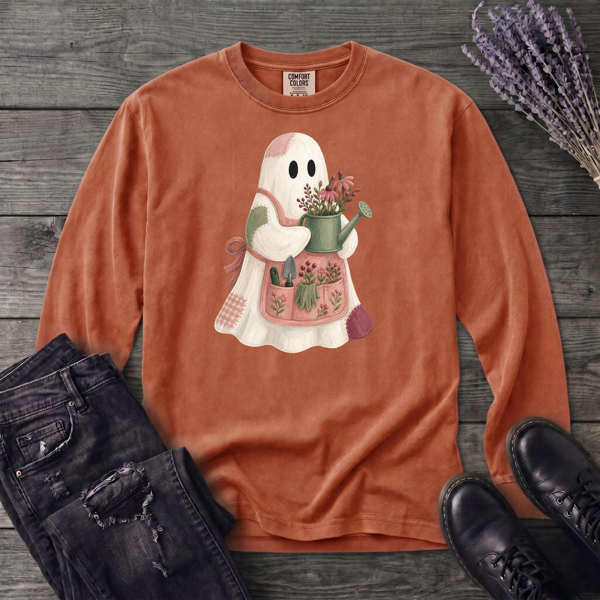 Patchwork Garden Ghost Long Sleeve T-Shirt