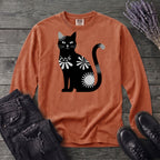 Retro Texture Black Cat Long Sleeve T-Shirt