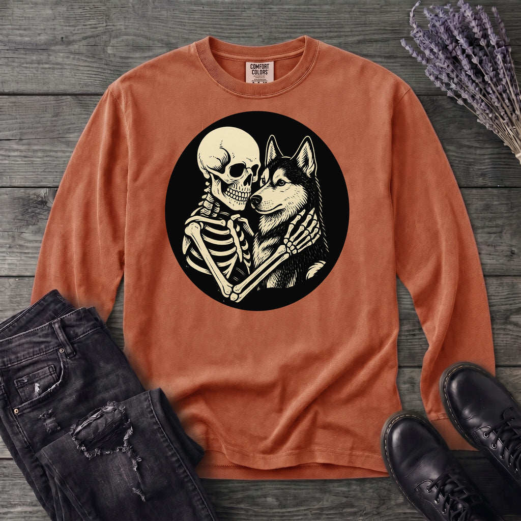 Skeleton Husky Hug Long Sleeve T-Shirt