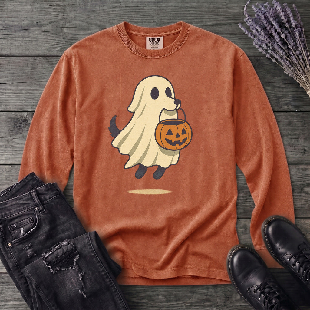Ghost Dog Trick-Or-Treating Long Sleeve T-Shirt