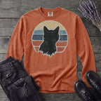 Cat Silhouette Sunset Grunge Long Sleeve T-Shirt