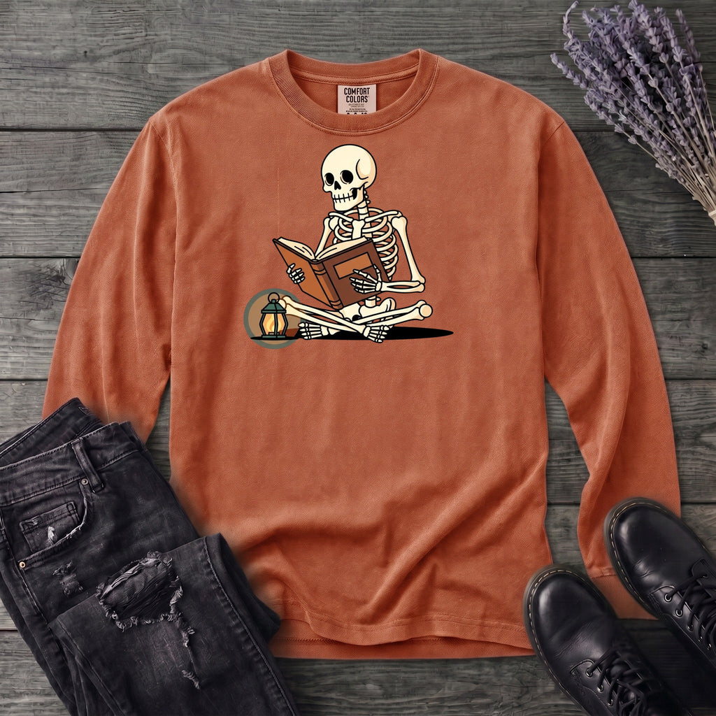 Skeleton Reading Long Sleeve T-Shirt