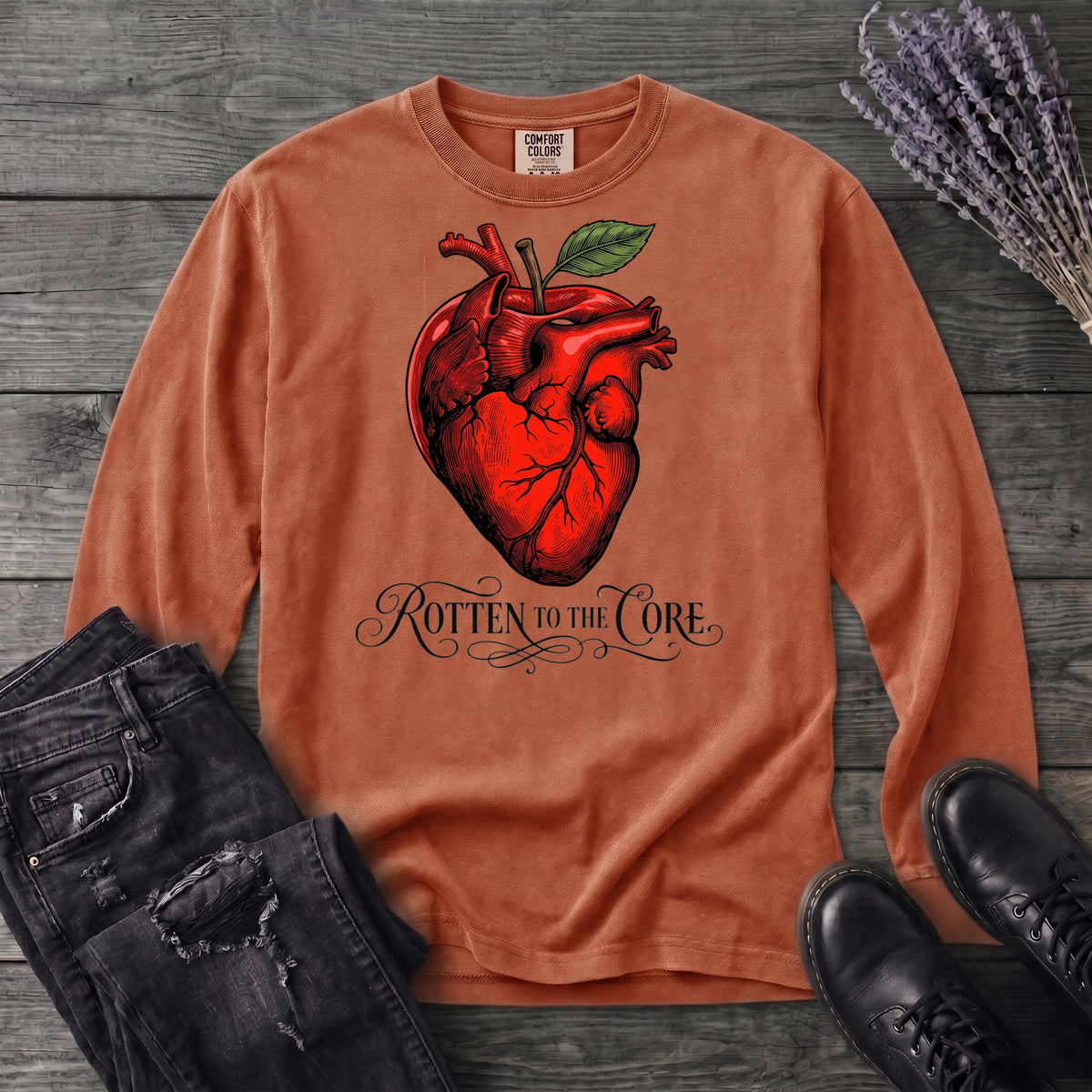 Rotten To The Core Anatomical Apple Long Sleeve T-Shirt