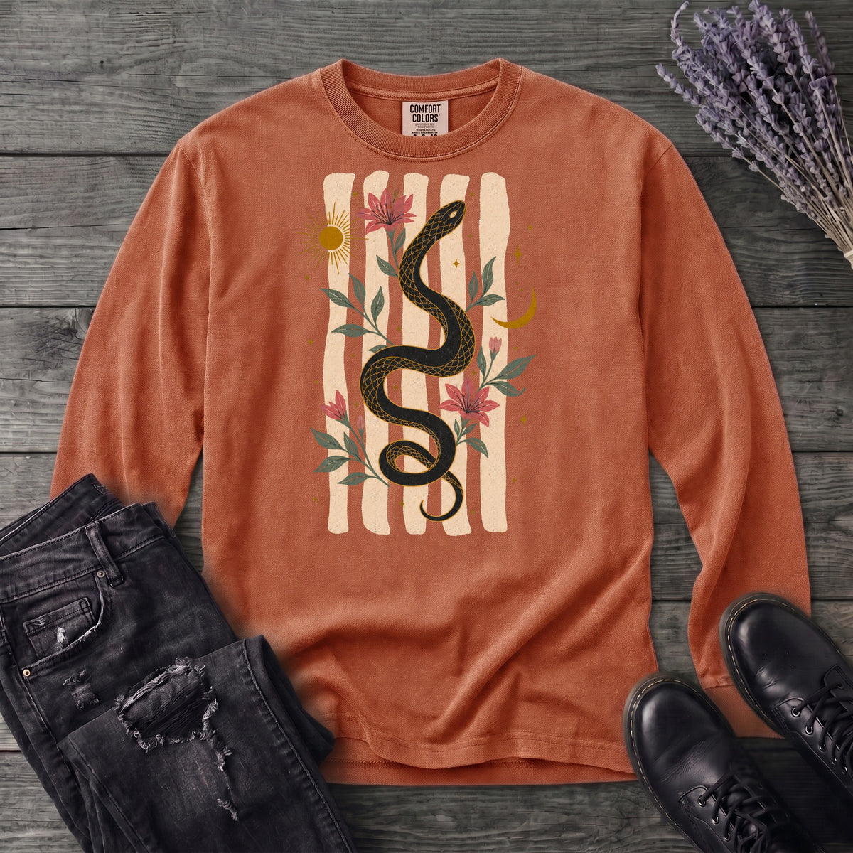 Serpent In Bloom Long Sleeve T-Shirt