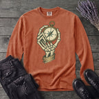 Nautical Compass Skeleton Hand Long Sleeve T-Shirt