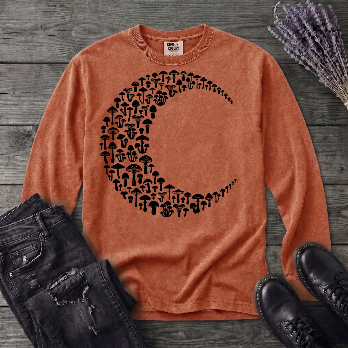 moonlit mushrooms Long Sleeve T-Shirt