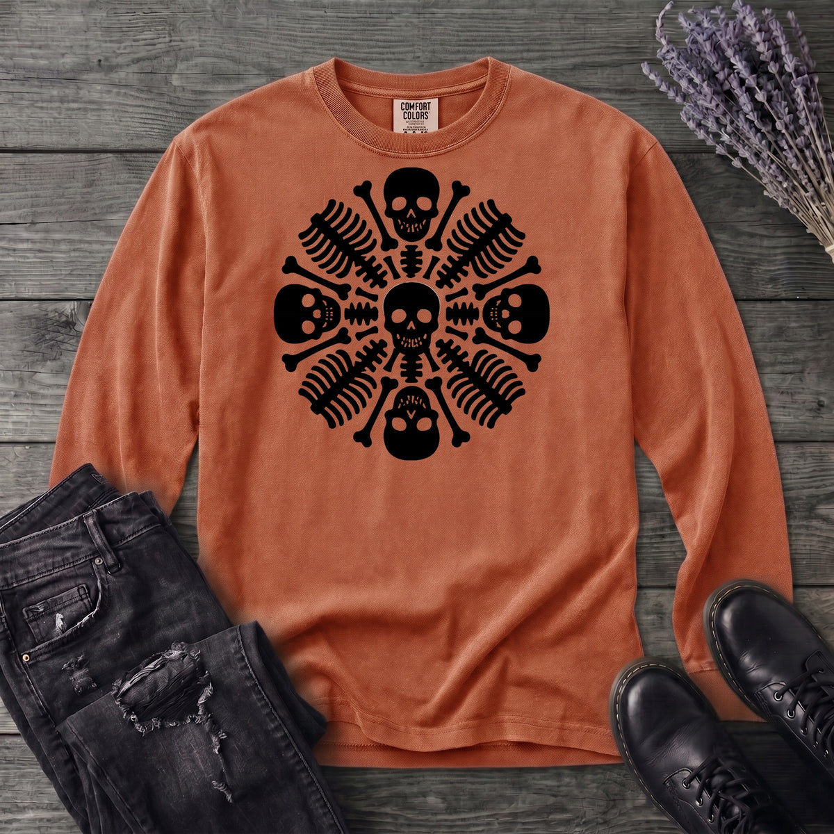 skeleton mandala Long Sleeve T-Shirt