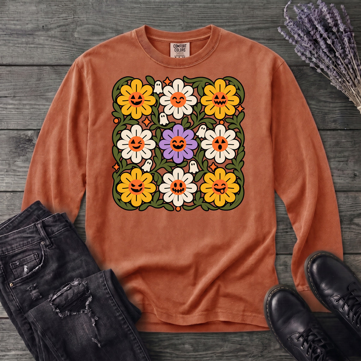 Spooky Floral Long Sleeve T-Shirt