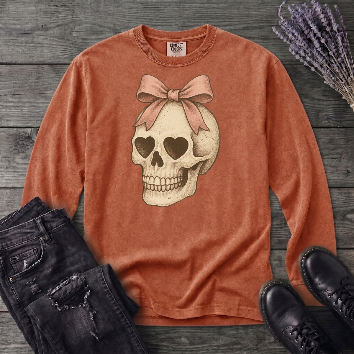 Coquette Skull Long Sleeve T-Shirt