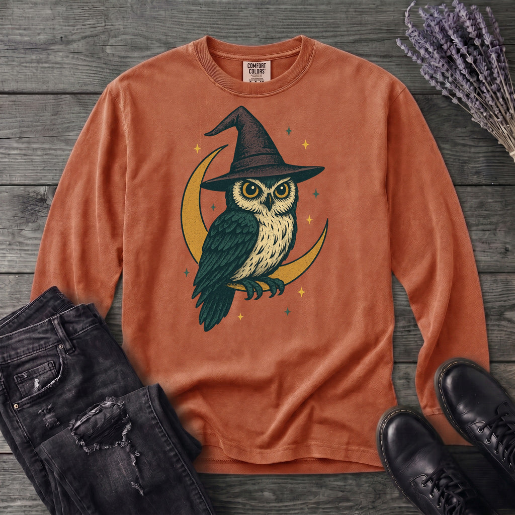 crescent moon witch owl Long Sleeve T-Shirt