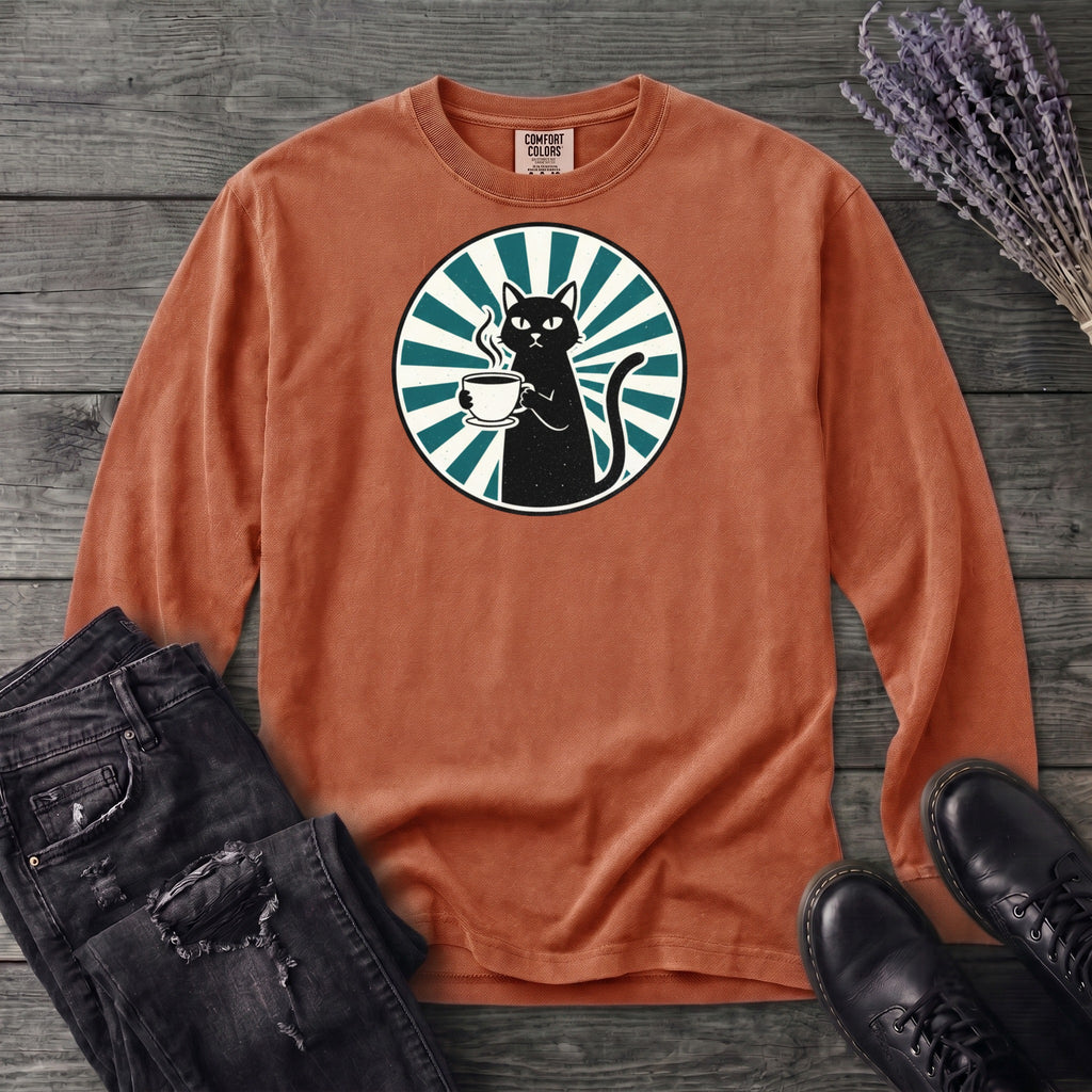 Black Cat Coffee Long Sleeve T-Shirt