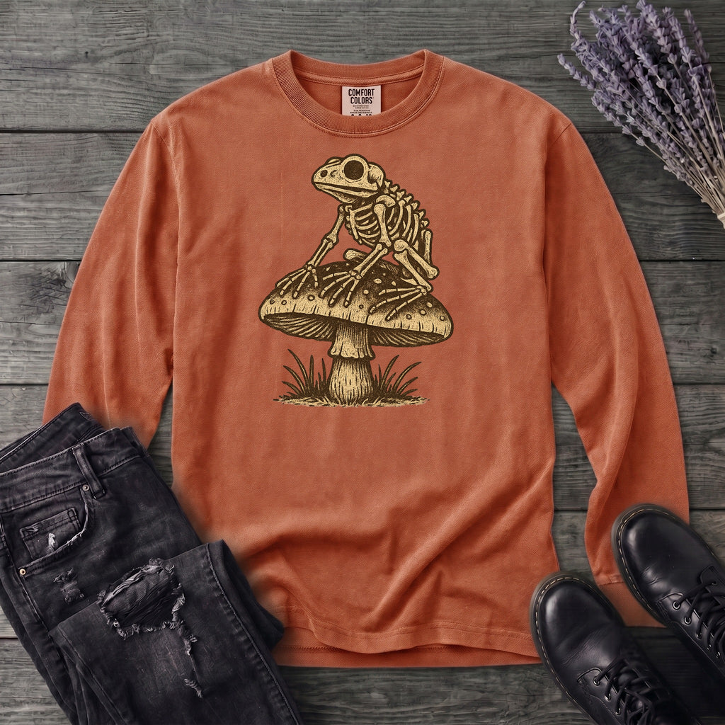 Frog Skeleton Mushroom Long Sleeve T-Shirt