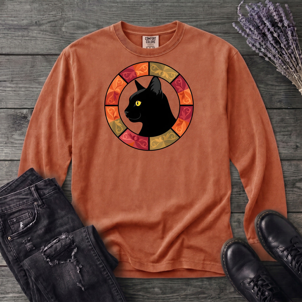 Black Cat Autumn Medallion Long Sleeve T-Shirt