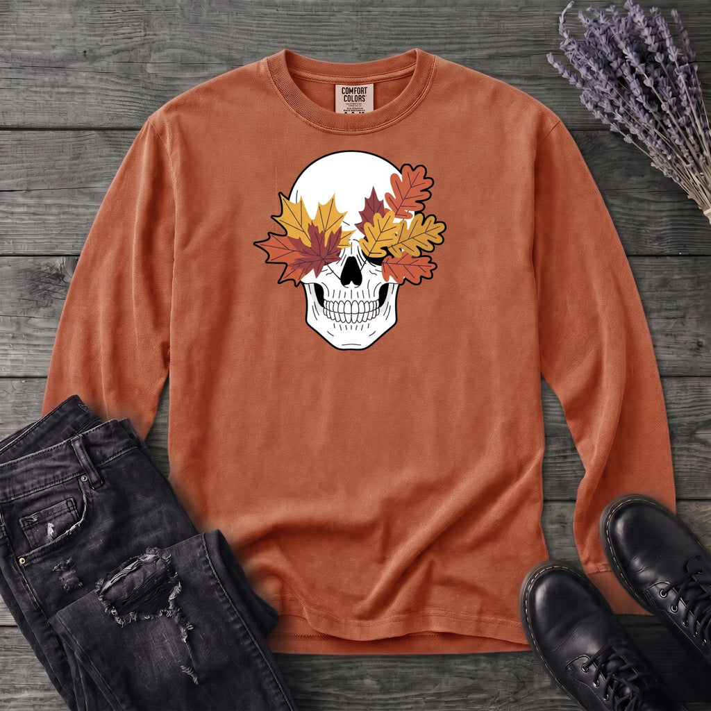 Fall Leaf Skull Long Sleeve T-Shirt