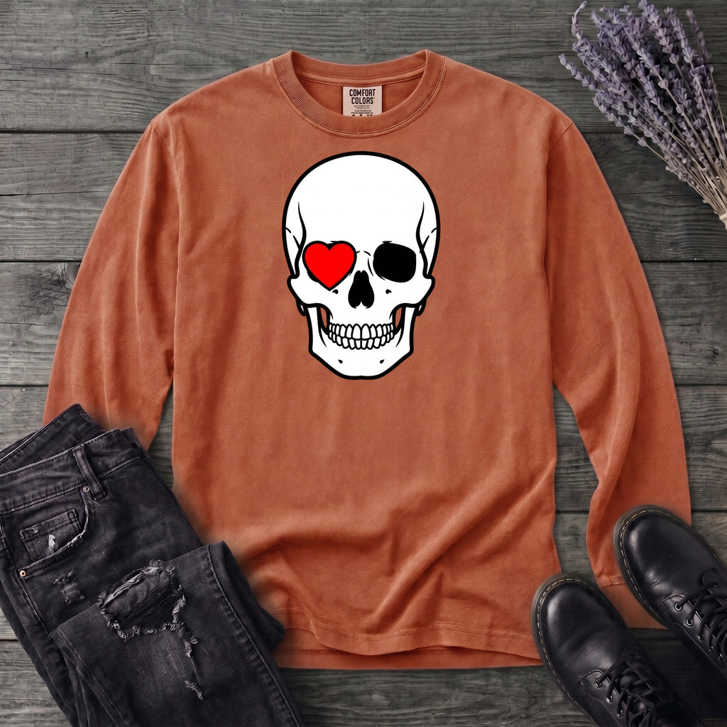 Heart Eye Skull Long Sleeve T-Shirt