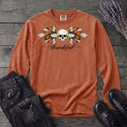 Thankful Leaf Swag Skull Long Sleeve T-Shirt