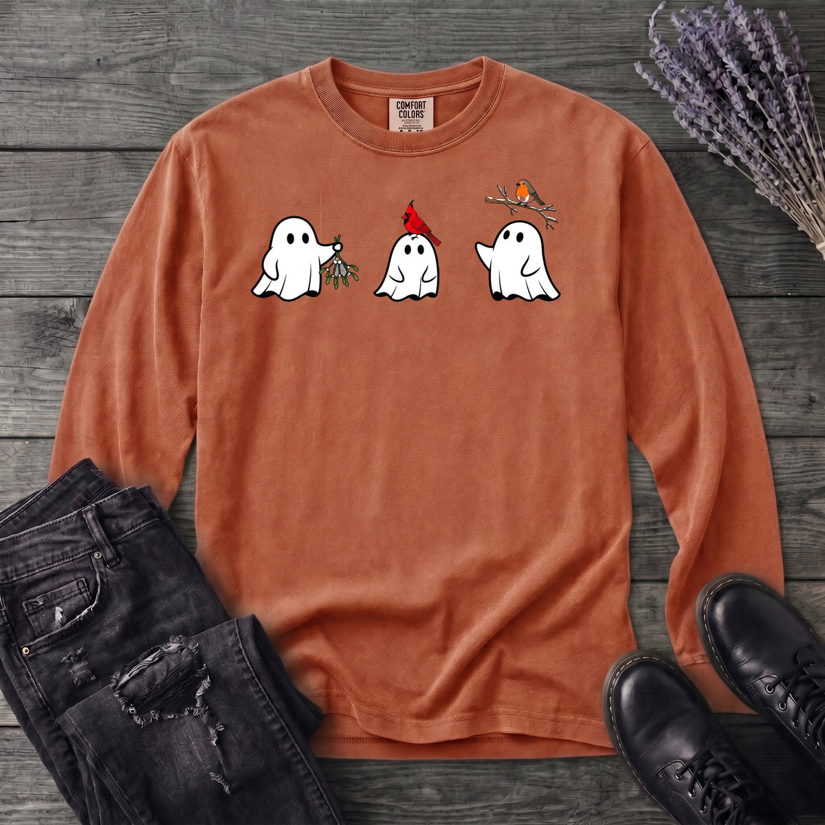 Ghosts With Birds Long Sleeve T-Shirt
