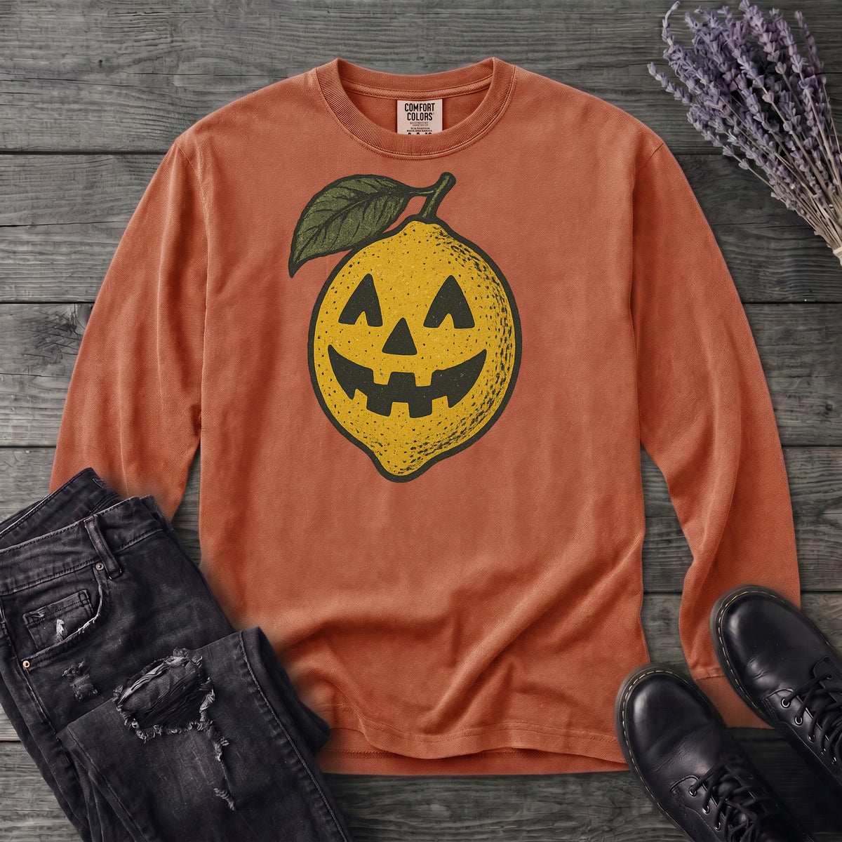 Jack O Lantern Lemon Long Sleeve T-Shirt