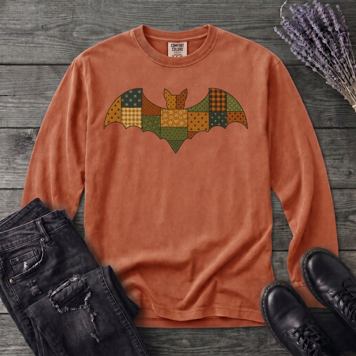 Patchwork Bat Long Sleeve T-Shirt