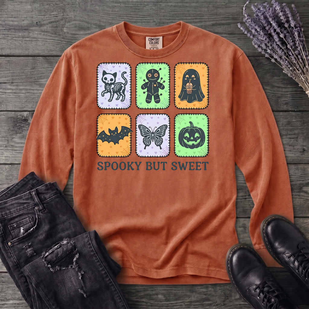 Spooky But Sweet Grid Long Sleeve T-Shirt