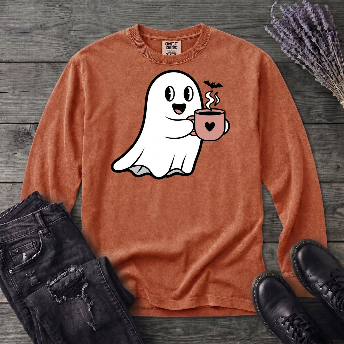 Ghost Heart Coffee Long Sleeve T-Shirt