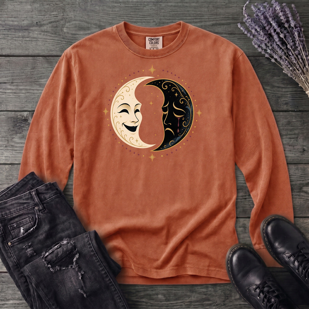 Comedy Tragedy Moons Long Sleeve T-Shirt
