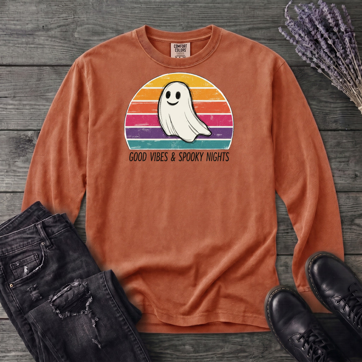 Good Vibes And Spooky Nights Long Sleeve T-Shirt
