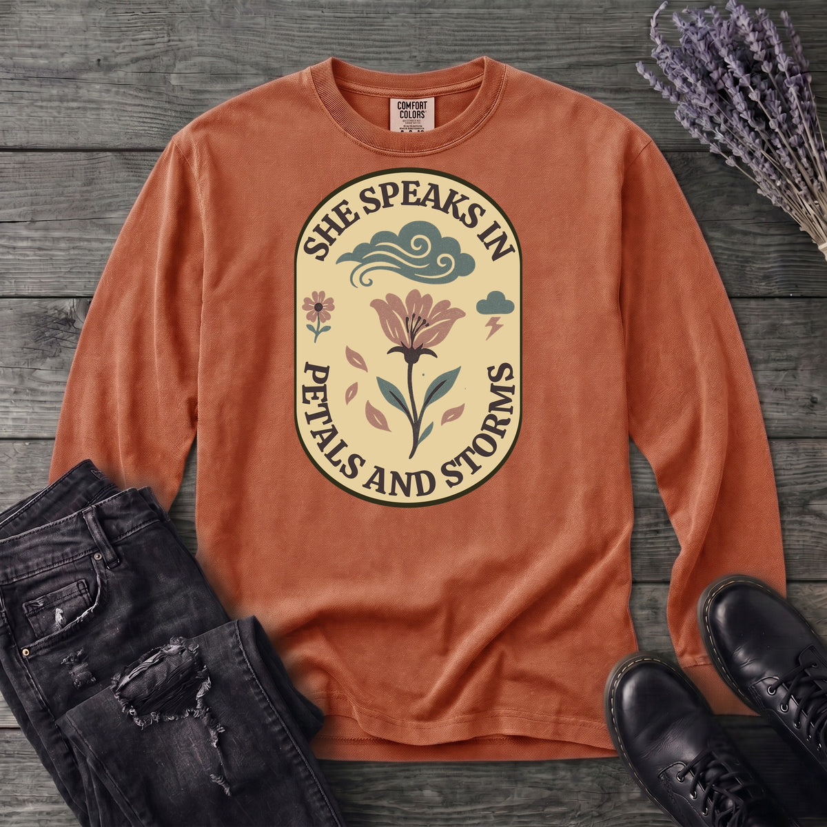 She Speaks In Petals And Storms Long Sleeve T-Shirt