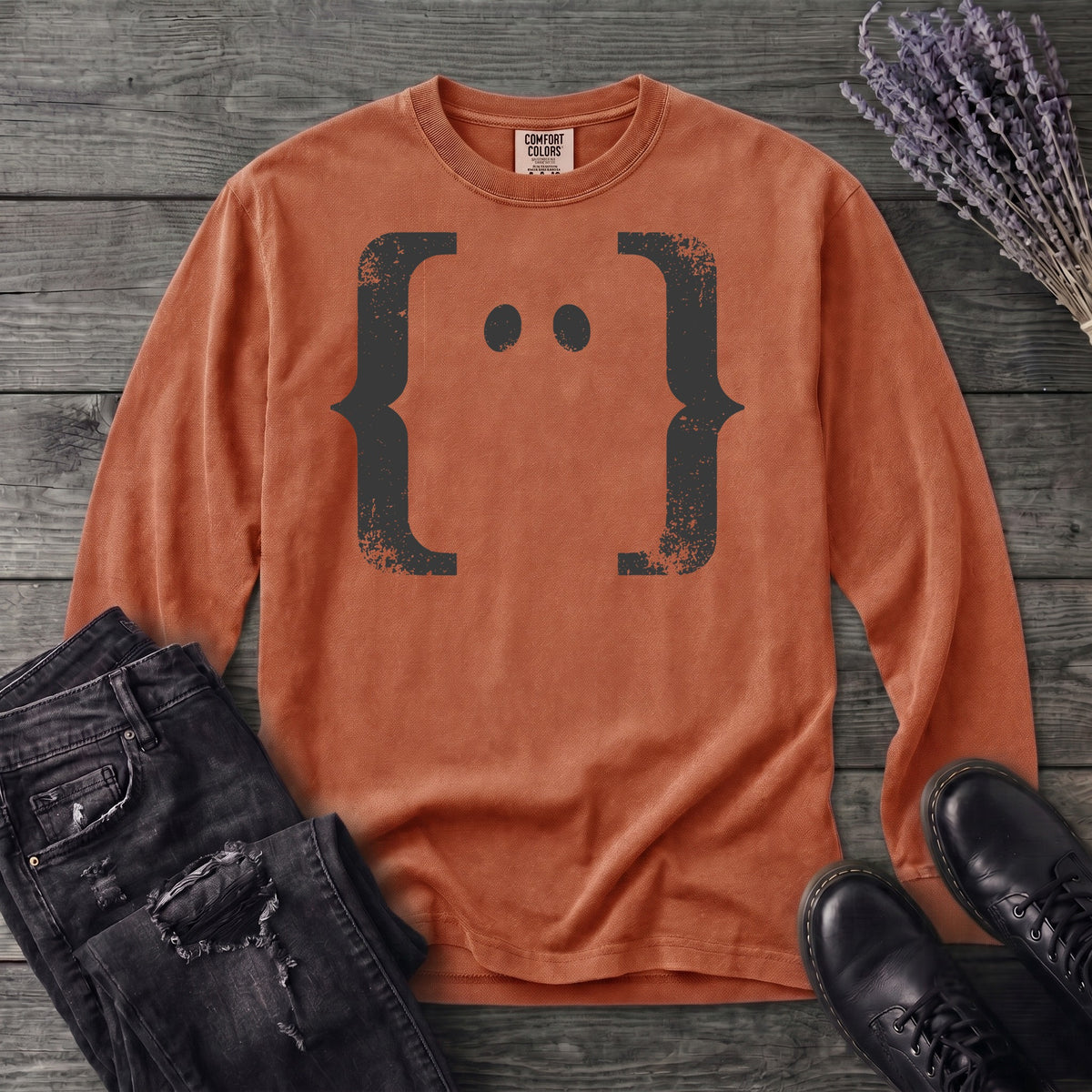 Negative Space Ghost Long Sleeve T-Shirt
