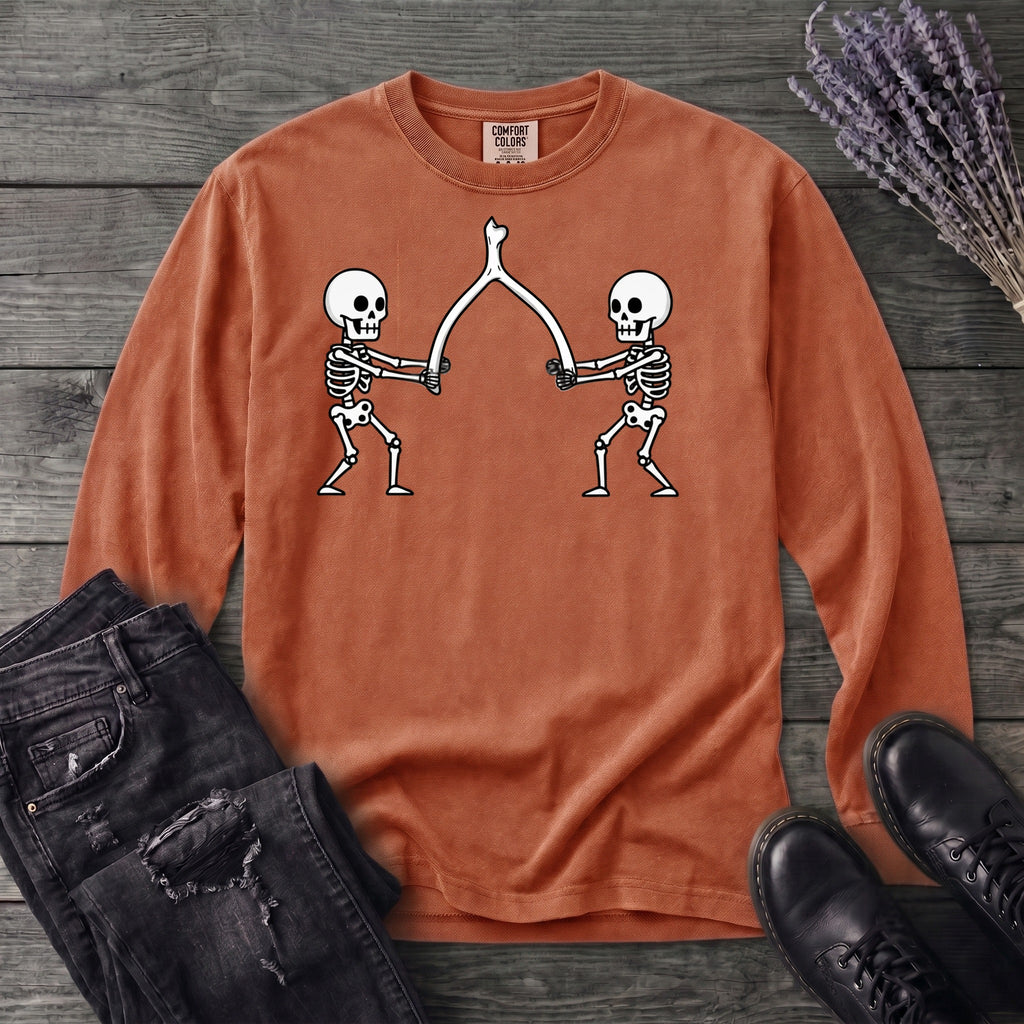 Skeleton Wishbone Pull Long Sleeve T-Shirt