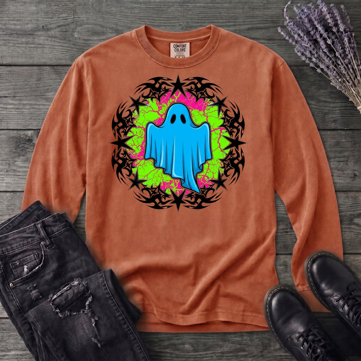 Grunge Star Ghost Long Sleeve T-Shirt