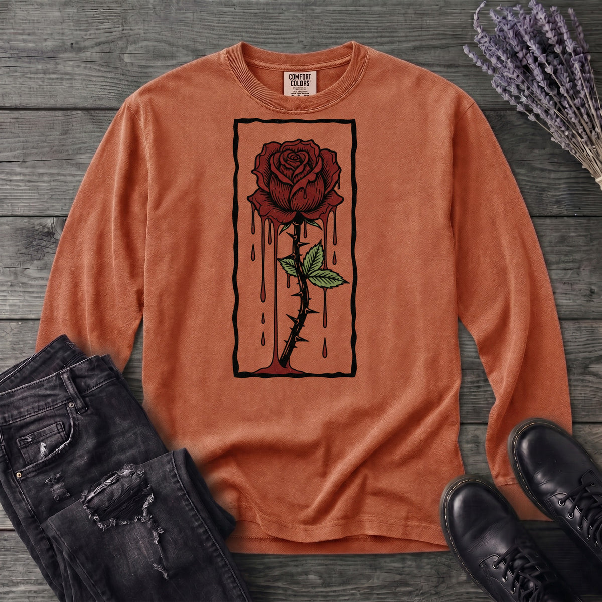 dripping rose Long Sleeve T-Shirt