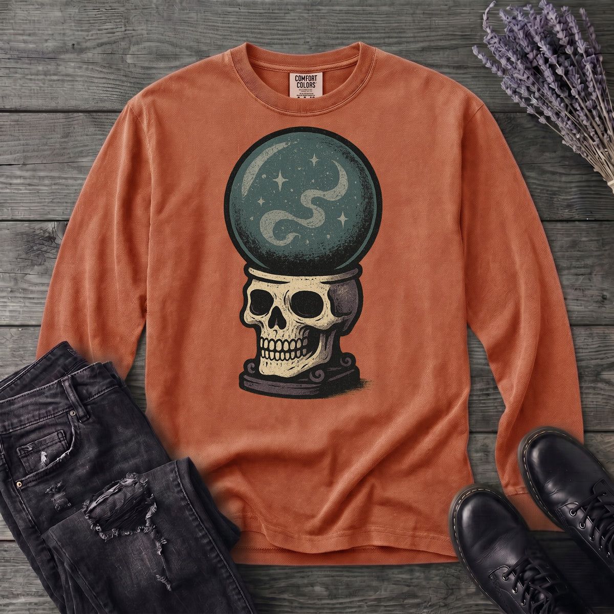 Crystal Ball Skull Long Sleeve T-Shirt