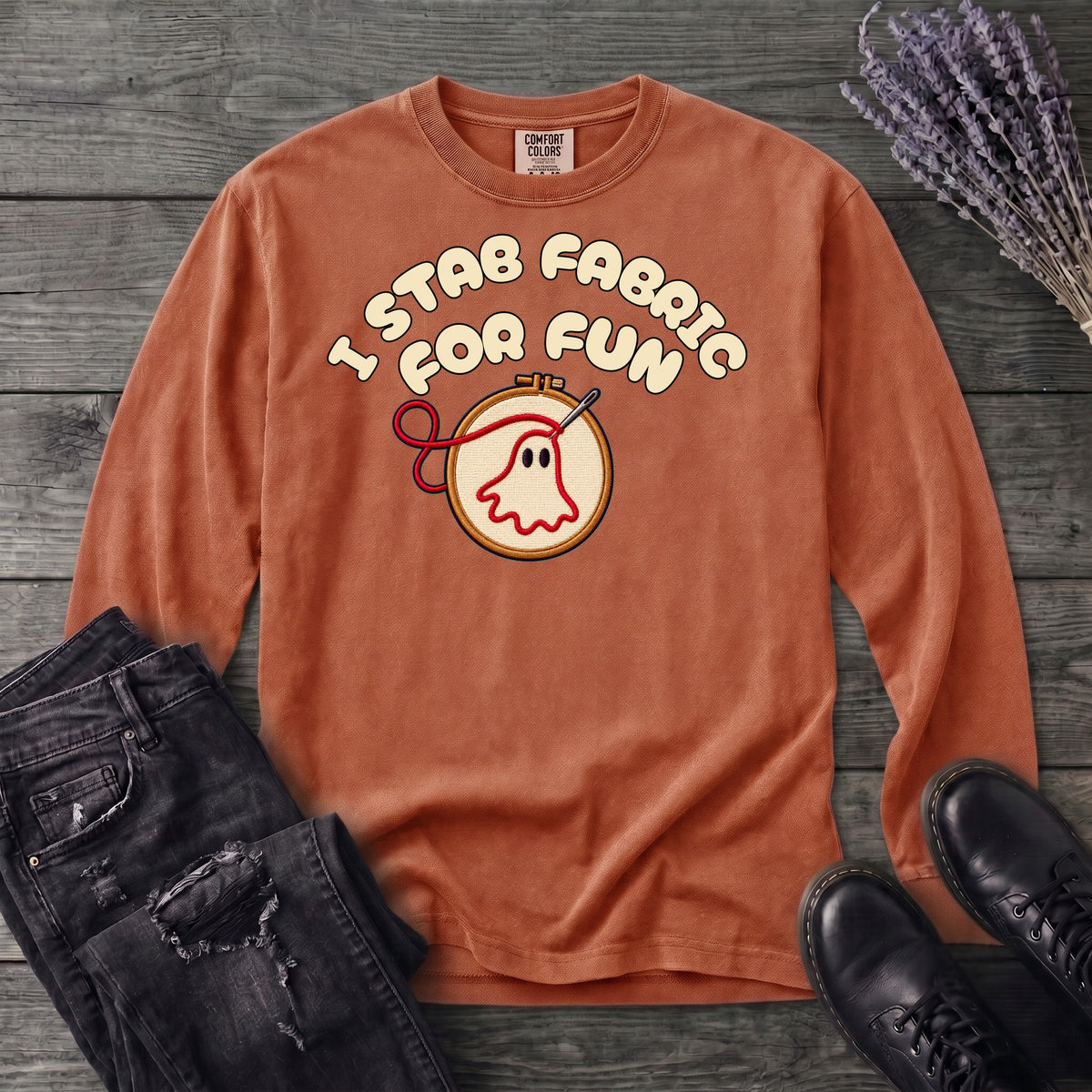 Stab Fabric Long Sleeve T-Shirt