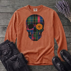 Bright Plaid Skull Long Sleeve T-Shirt