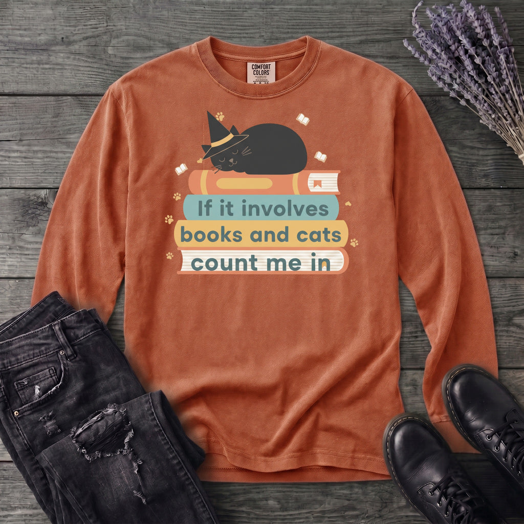 books and cats Long Sleeve T-Shirt