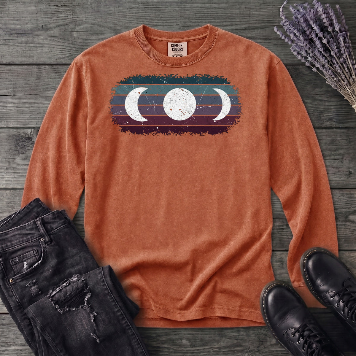 Grunge Moon Phase Trio Long Sleeve T-Shirt