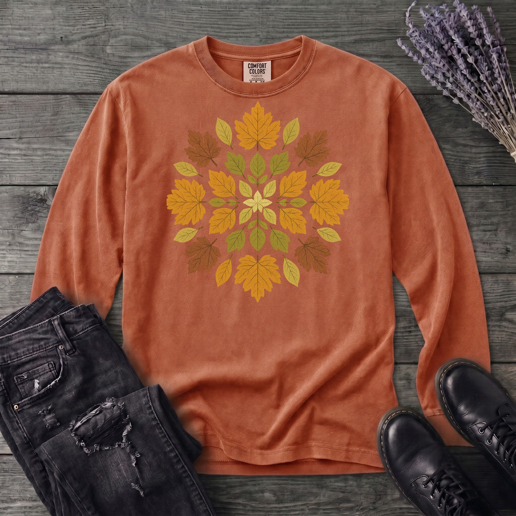 autumn leaves mandala Long Sleeve T-Shirt