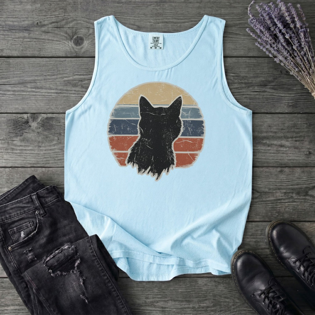 Cat Silhouette Sunset Grunge Tank Top