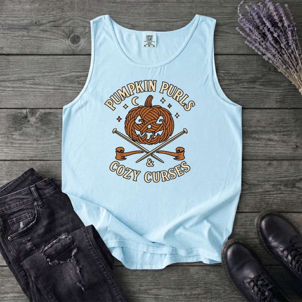 Pumpkin Purls And Cozy Curses Tank Top