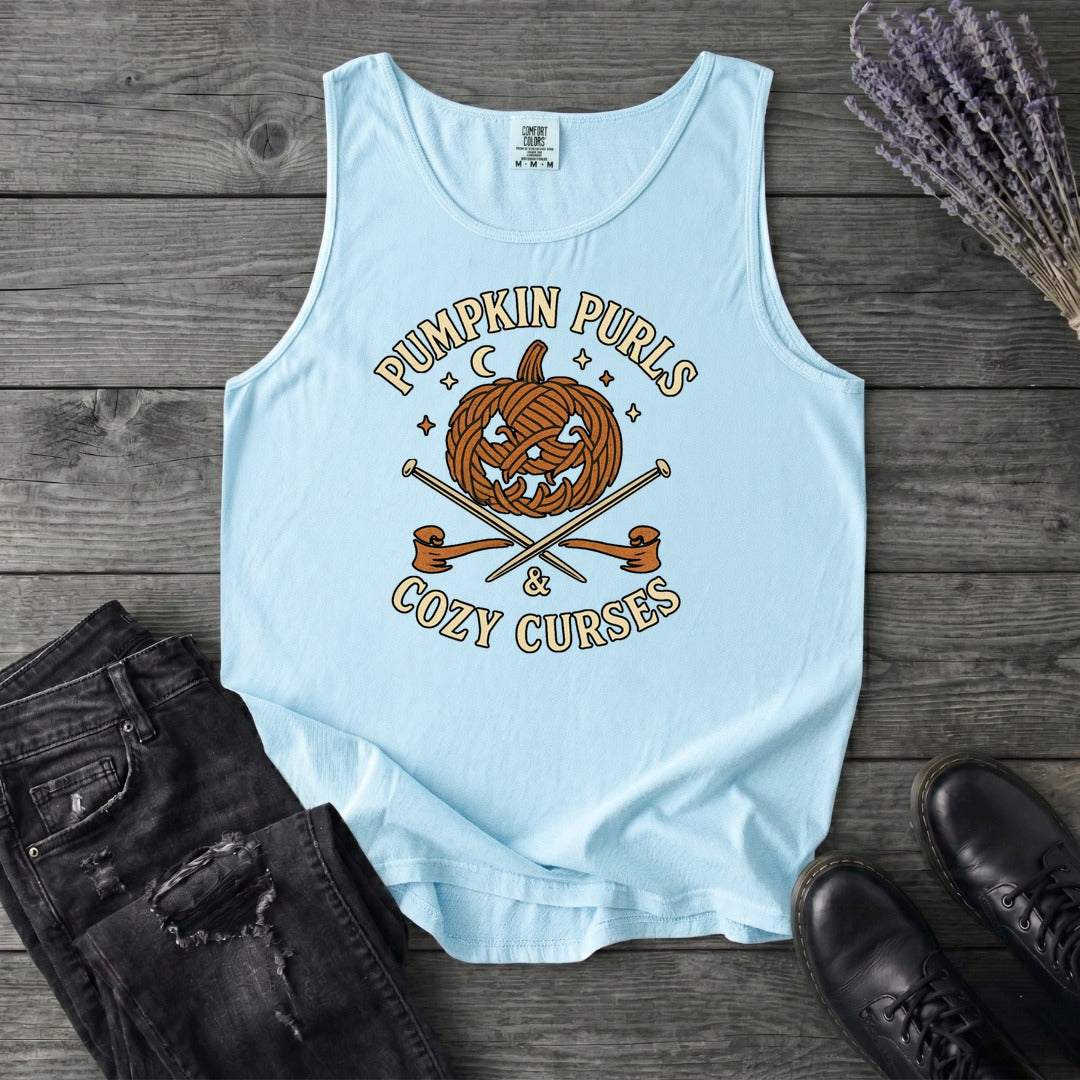 Pumpkin Purls And Cozy Curses Tank Top