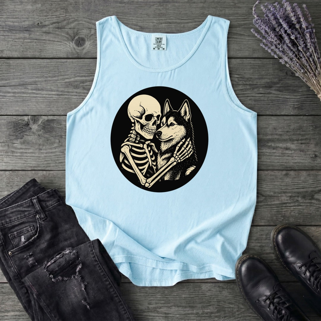 Skeleton Husky Hug Tank Top