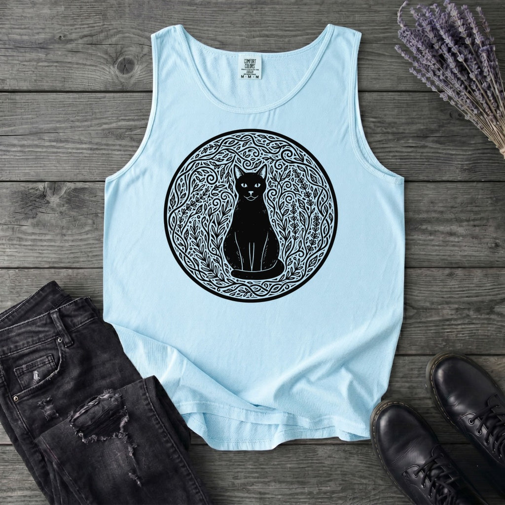 garden cat linocut Tank Top