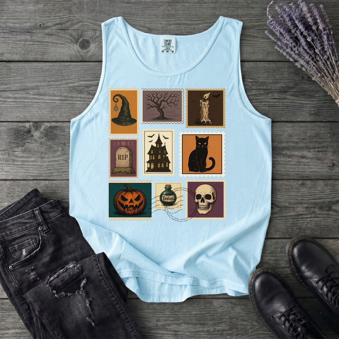 Halloween Stamps Collage Tank Top